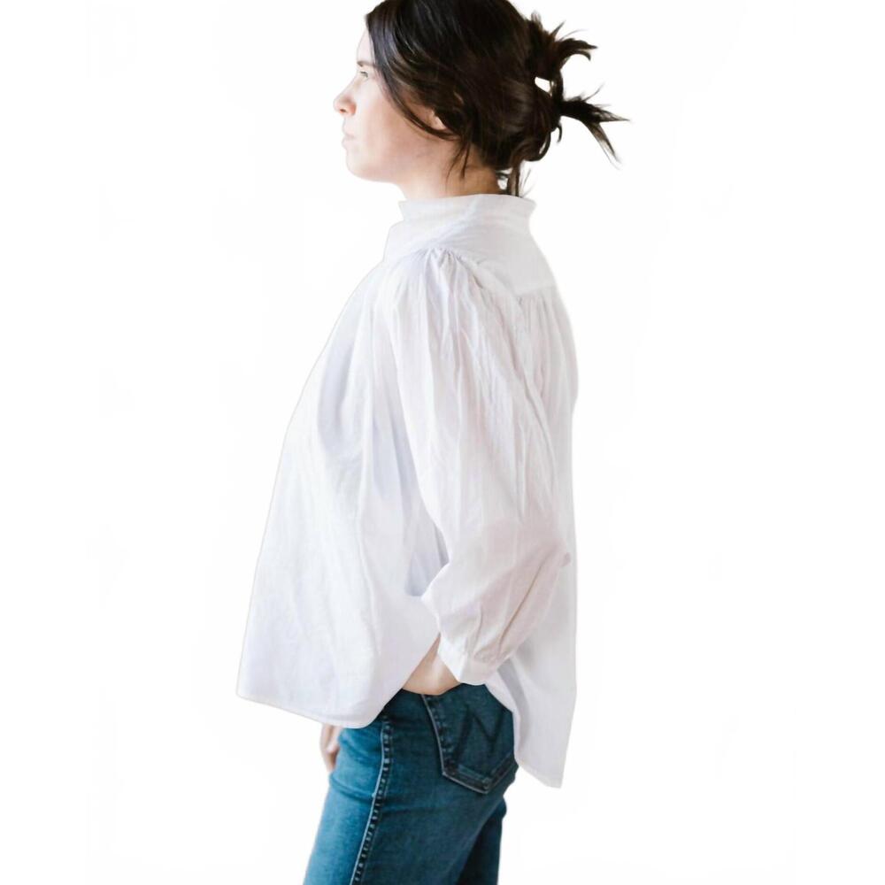 NEW A SHIRT THING flora collared button down shirt in white - Picture 3 of 3